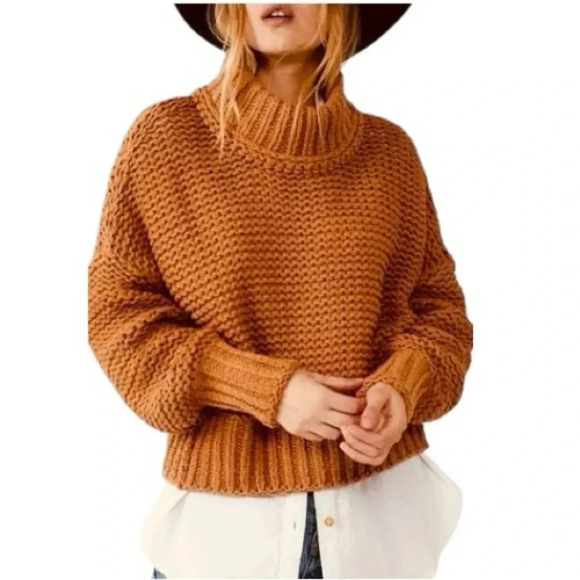 FREE PEOPLE | My Only Sunshine Cotton Blend Crew Neck Chunky Sweater Size XS - Picture 2 of 13
